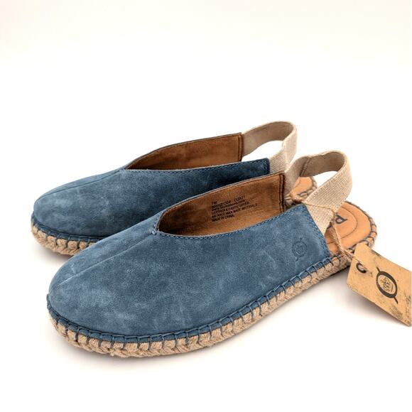 Born Shilo Slingback Espadrille Flats Women's Round Toe Suede Blue US7M EU38 - Picture 1 of 11